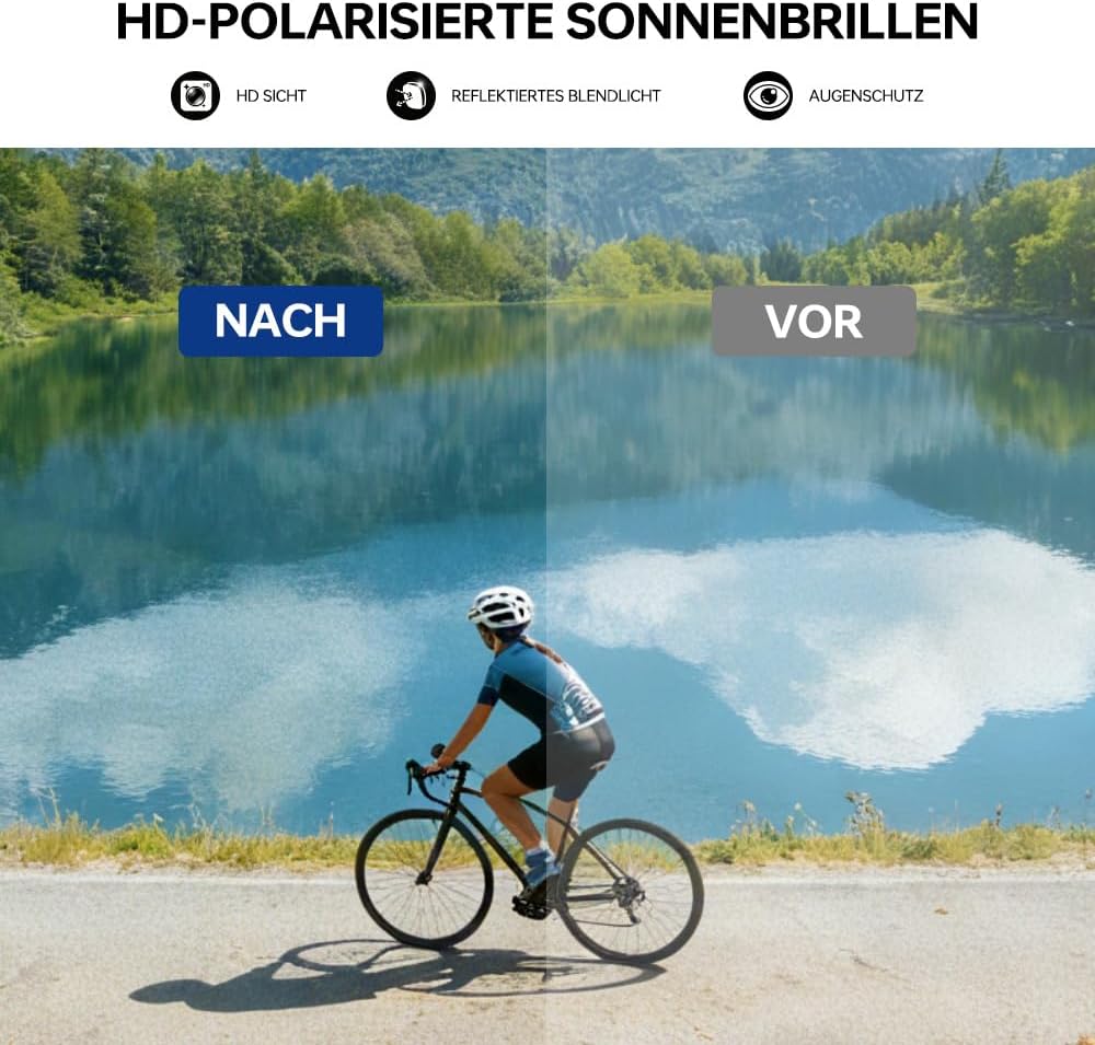 Thumbnail 5 de X-TIGER Schnelle Sportbrille für Herren & Damen mit TR90-Rahmen und UV400 polarisierte Gläsern