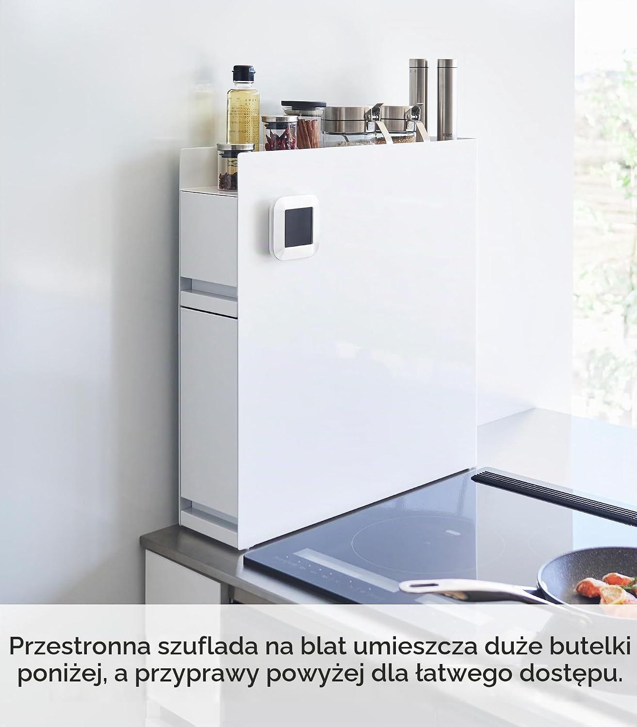 Detalle 2 de YAMAZAKI 4334-P TOWER – dwupoziomowy stojak na przyprawy, biały, stal i polipropylen