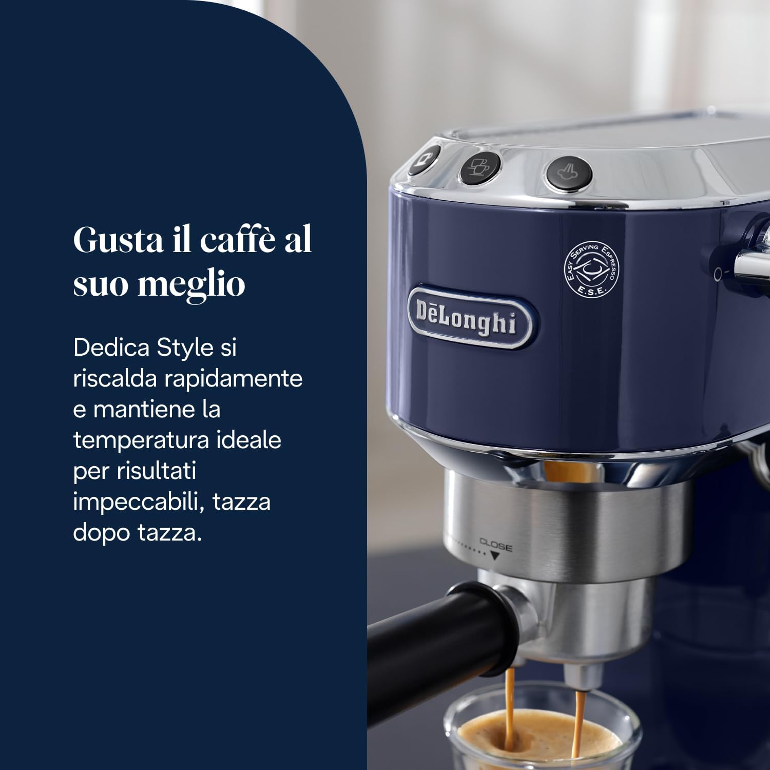 Thumbnail 2 de De’Longhi Dedica Style EC685.BL: la Espresso machine compatibile ESE in un formato compatto e dallo stile italiano