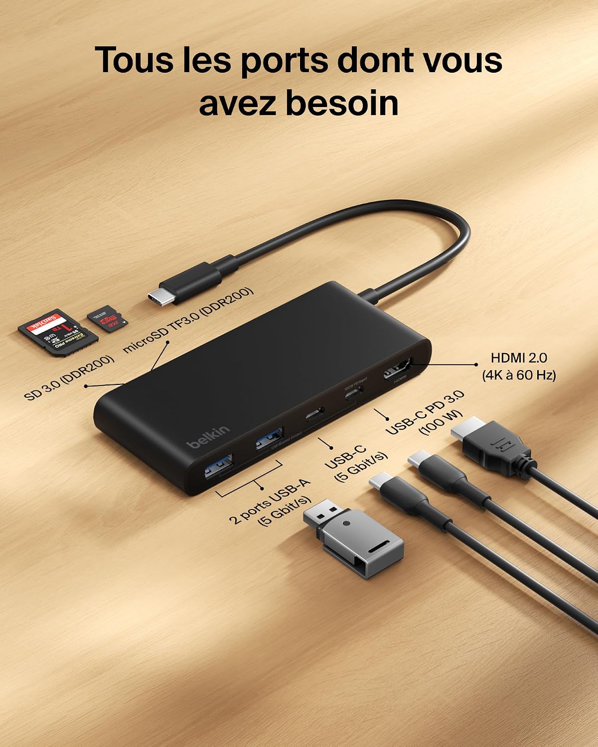 Detalle 1 de Belkin Hub USB-C 7 ports HDMI 4K