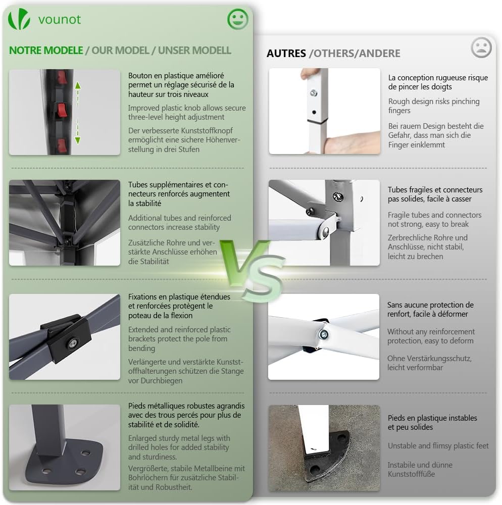 Thumbnail 6 de VOUNOT Tonnelle de Jardin 3x3m Pop Up – Shelter pratique et polyvalent