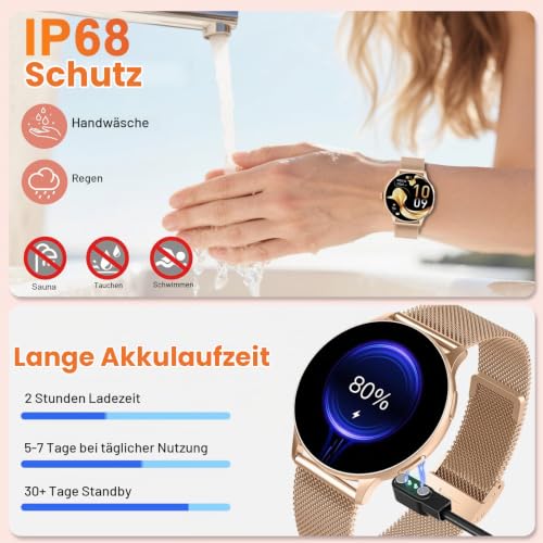 Thumbnail 6 de Jugeman Smartwatch Damen Rund 1,32" AMOLED mit Telefonfunktion