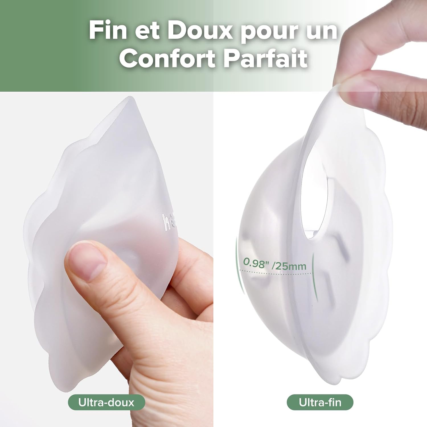 Detalle de haakaa Petal Soft : récipient à lait en silicone souple anti-fuite pour poitrines réutilisables (1 pièce)