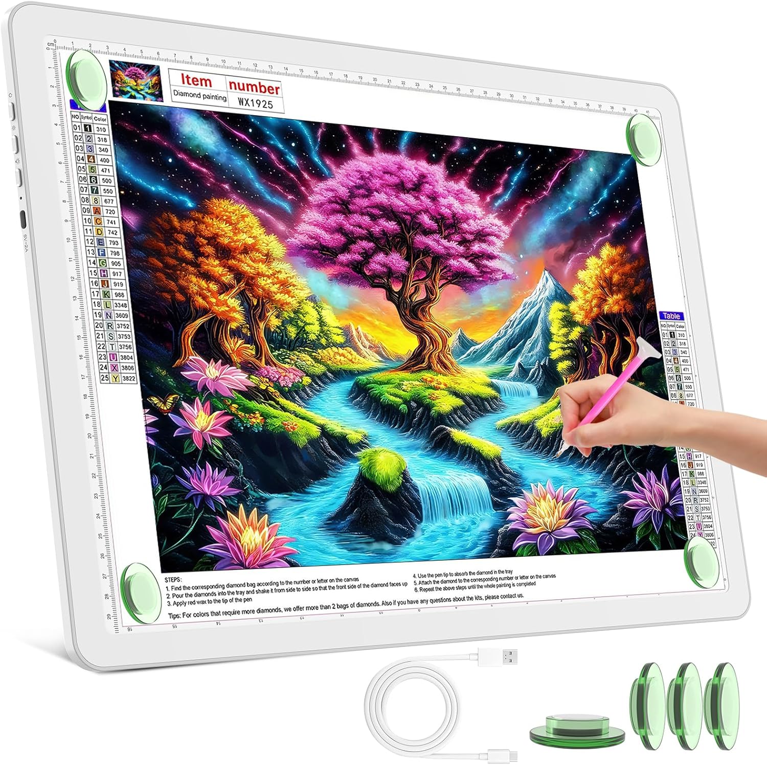 Detalle 2 de TOHETO Bloc lumineux A3 rechargeable avec sac de transport – tablette lumineuse polyvalente pour traçage et dessin