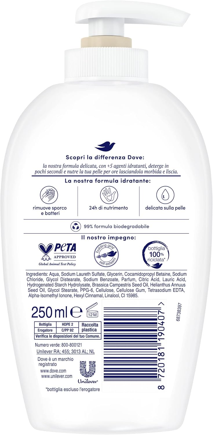 Thumbnail 2 de Dove hydraterende vloeibare handzeep, 6 stuks met 99% biologisch afbreekbare formule