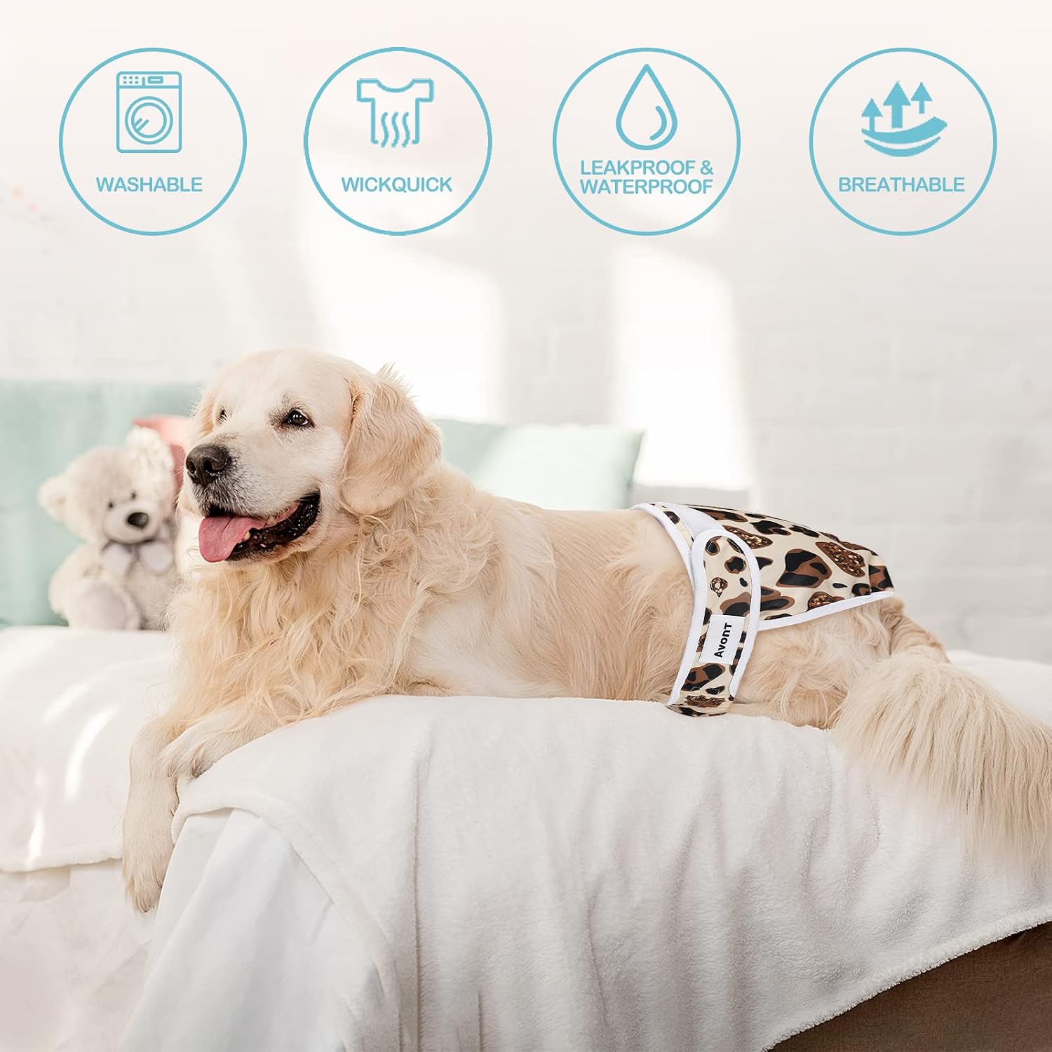Thumbnail 5 de Avont 3 Pack Reusable Dog Diapers (XL) – Leopard Print, Highly Absorbent and Washable