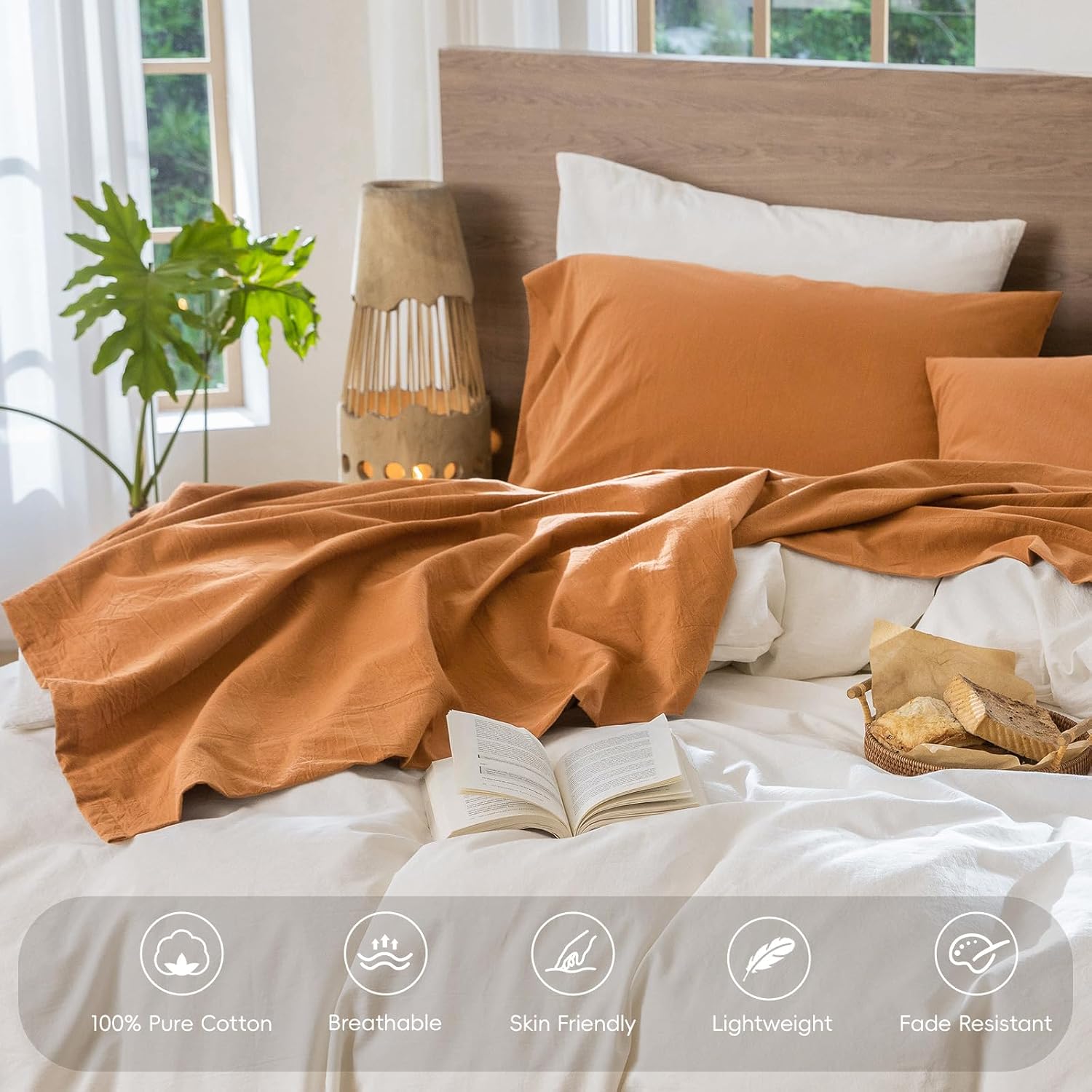 Thumbnail 3 de MooMee Bedding Sheet Set California King, 100% Cotton