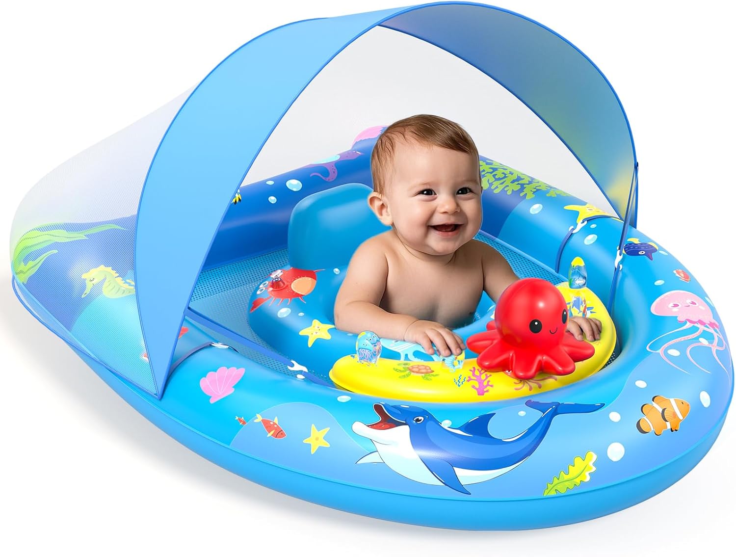 Thumbnail 6 de Baby swimming float with UPF50+ sun canopy, adjustable safety seat and inflatable ring (6–36 months)