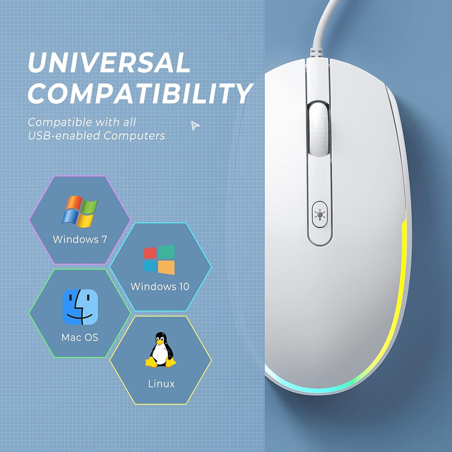 Thumbnail 6 de Seenda Wired Mouse with RGB Backlight and 1.5m USB Cable