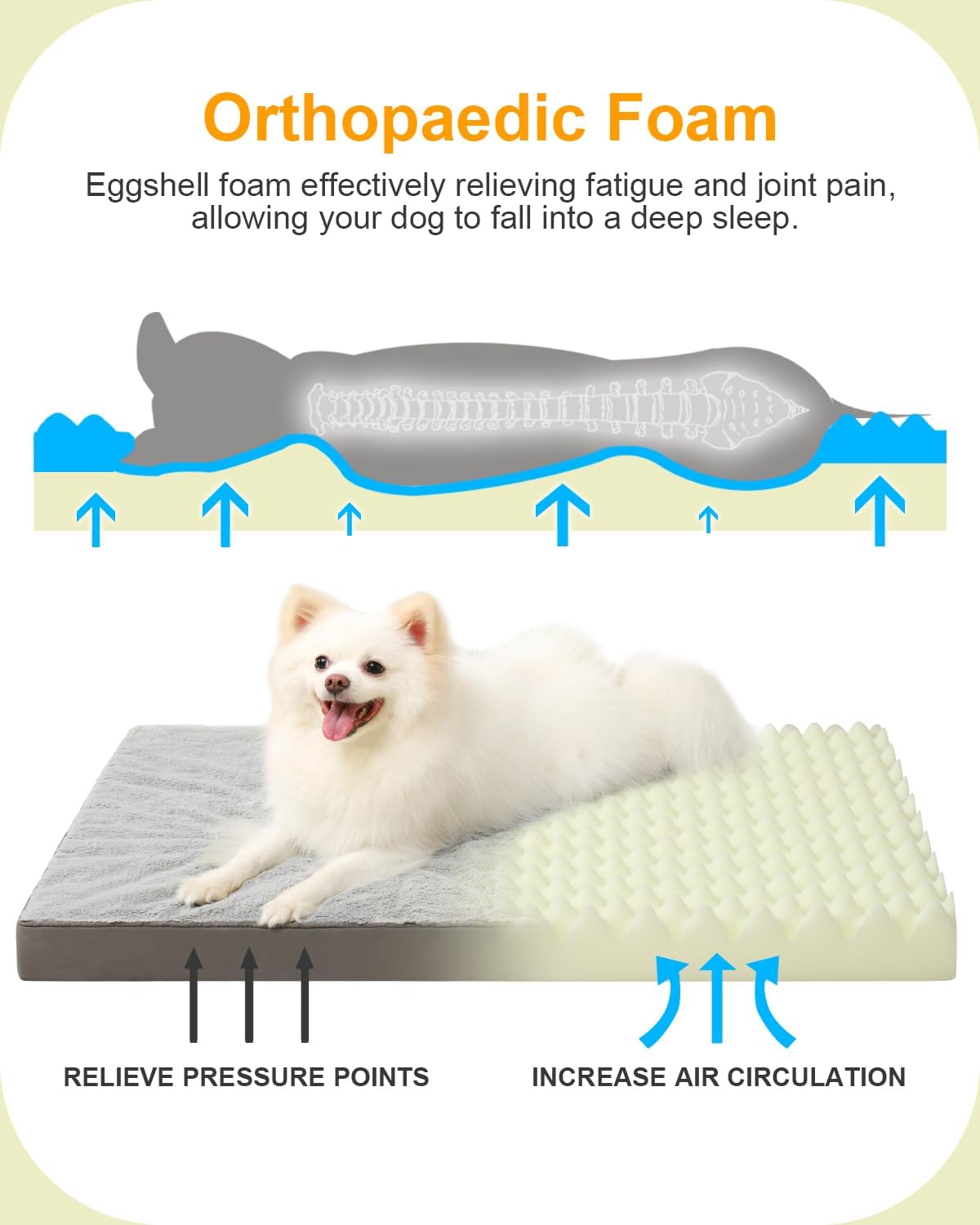 Thumbnail 1 de KSIIA Small Waterproof Dog Bed: Orthopedic Egg Foam Mattress with Removable Cover (58x43cm) in Grey