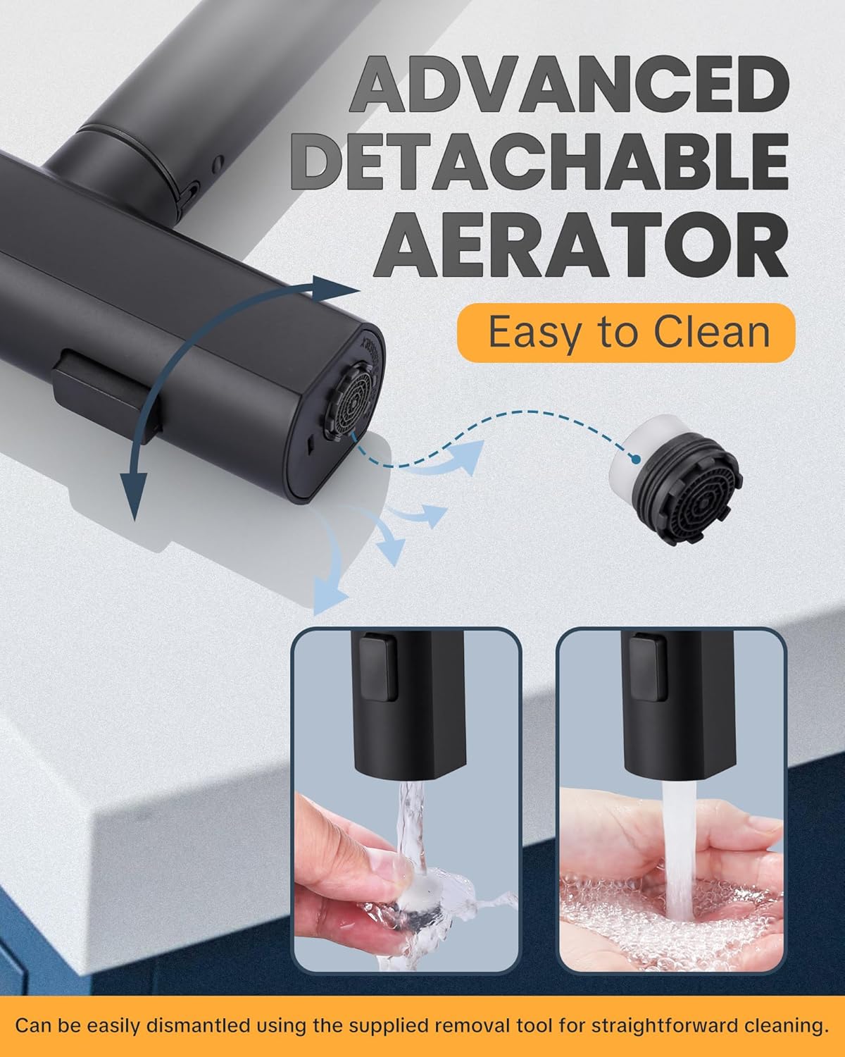 Thumbnail 4 de iVIGA Küchenarmatur ausziehbar mit Brause und 3 Strahlarten (360°) in Schwarz