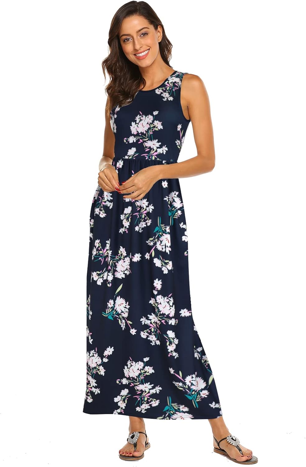 Thumbnail 3 de Hount Women’s Sleeveless Striped Flow y Maxi Dress with Pockets
