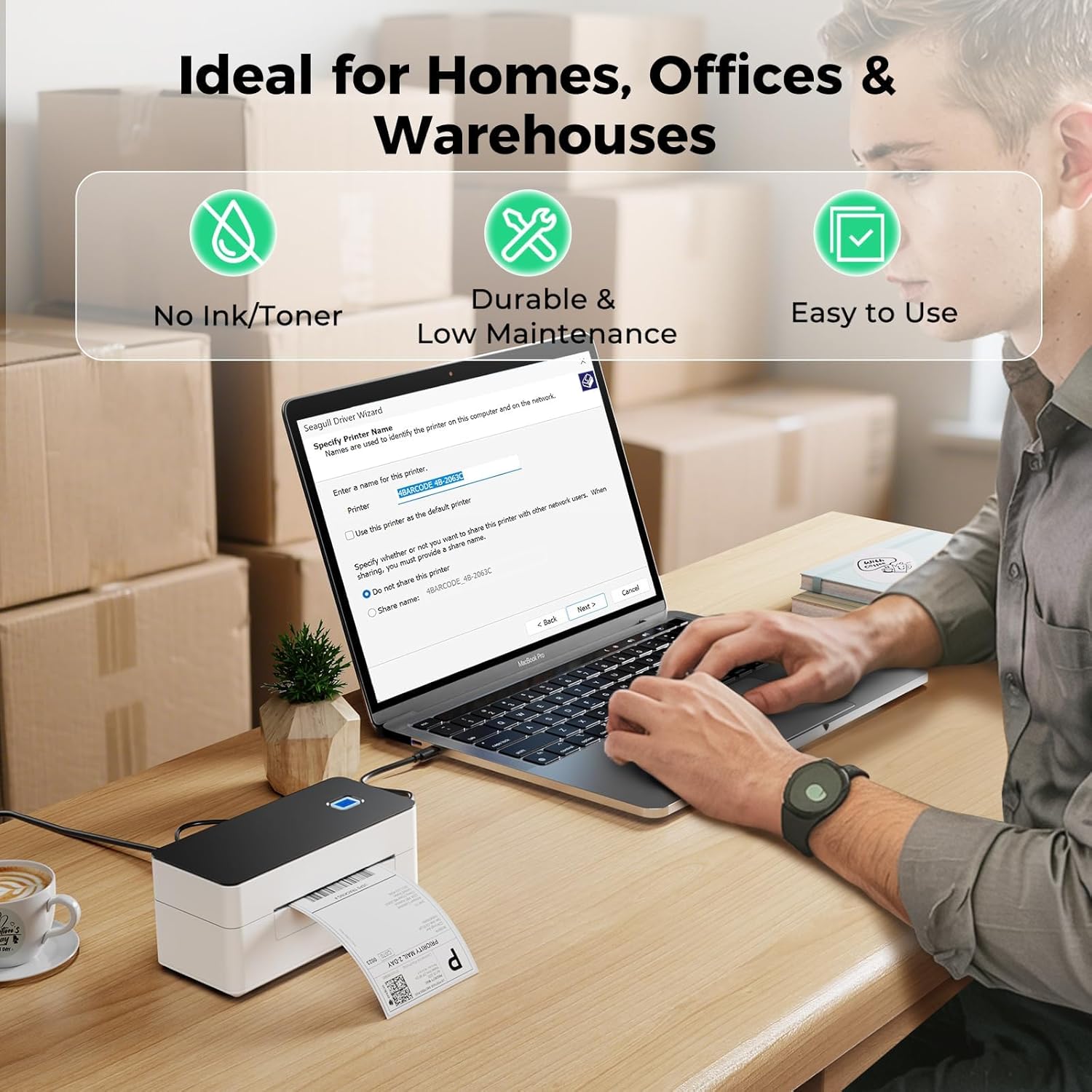 Thumbnail 5 de SVANTTO Bluetooth Shipping Label Printer 4x6 – High‑Speed, Inkless Thermal Printing for USPS, Etsy, Shopify