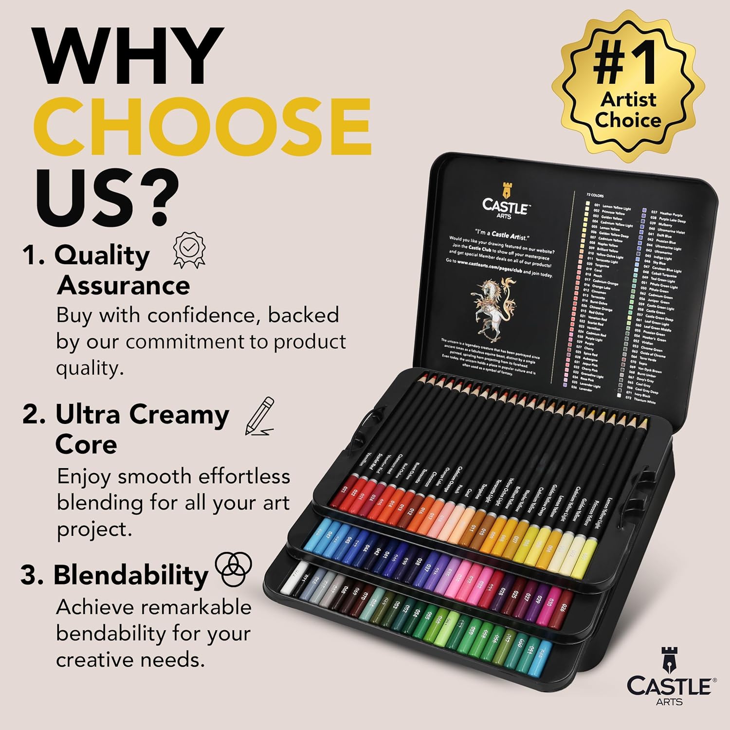 Thumbnail 1 de Castle Art Supplies set di 72 matite colorate Soft Series