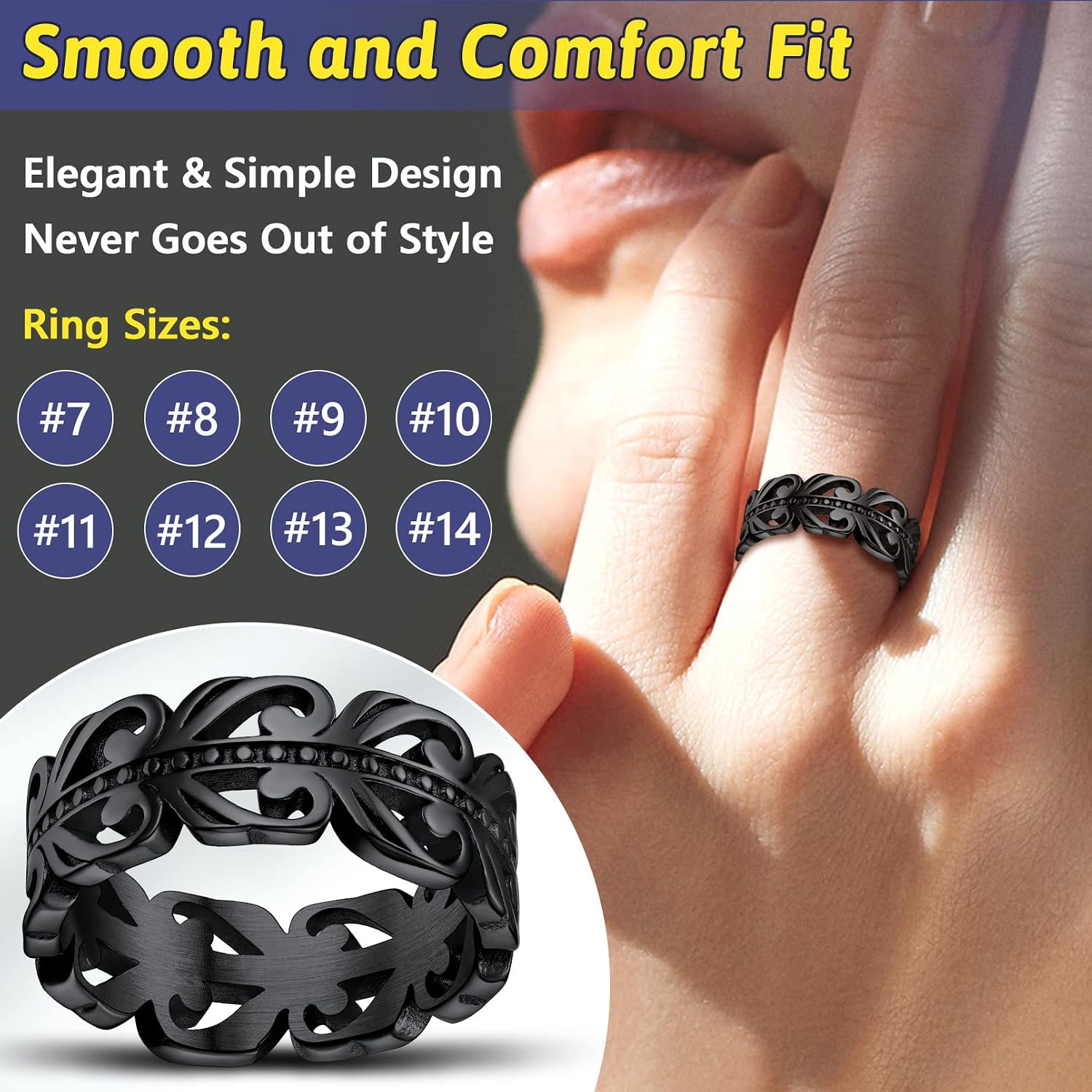 Detalle 2 de FaithHeart Bague Celtique Acier 54–72