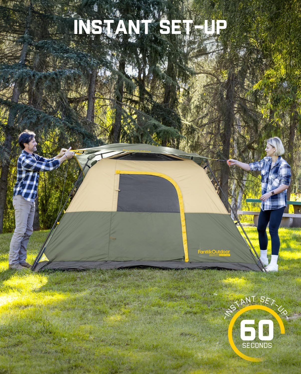 Thumbnail 1 de FanttikOutdoor Instant Cabin Camping Tent (4/6/8/10 Person) — 60-Second Setup, Rainfly & Windproof, Navy Blue
