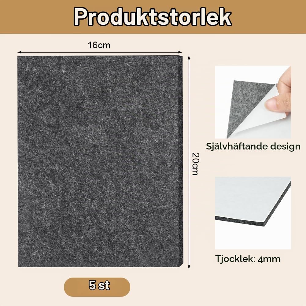 Thumbnail 1 de OSDUE P2-ZZMZ5GRE250623-FBA självhäftande filtdynor, 5 st, 4 mm