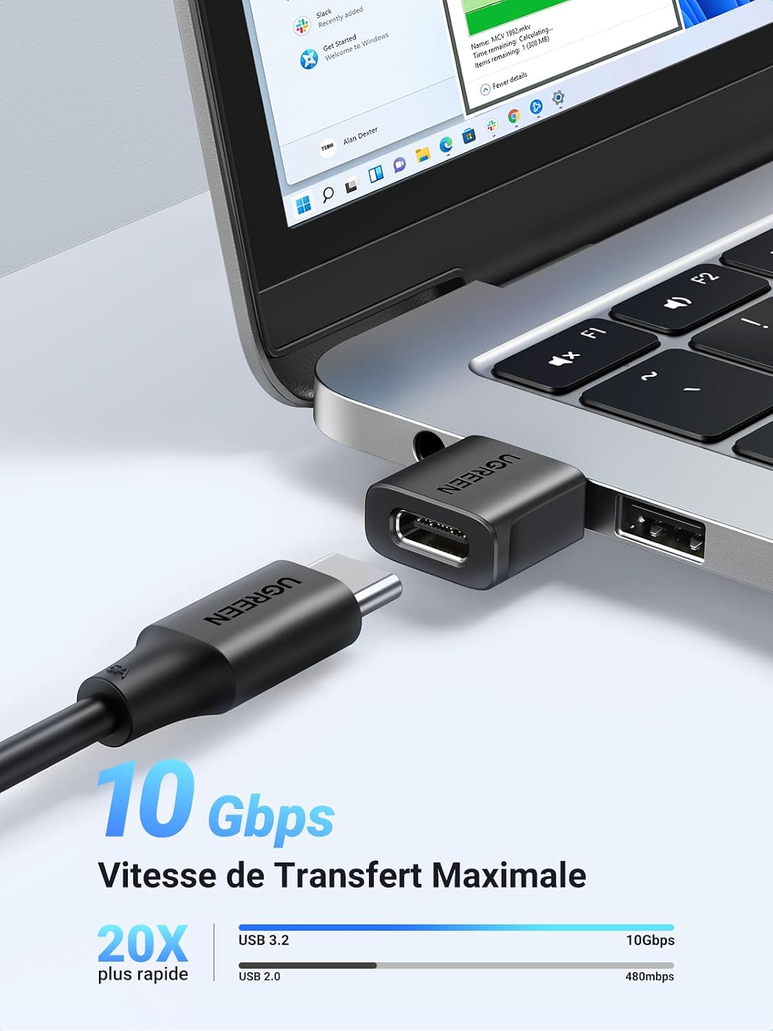 Detalle 2 de UGREEN USB 3.2-adapter van USB-A naar USB-C, 10 Gbps, 2 stuks