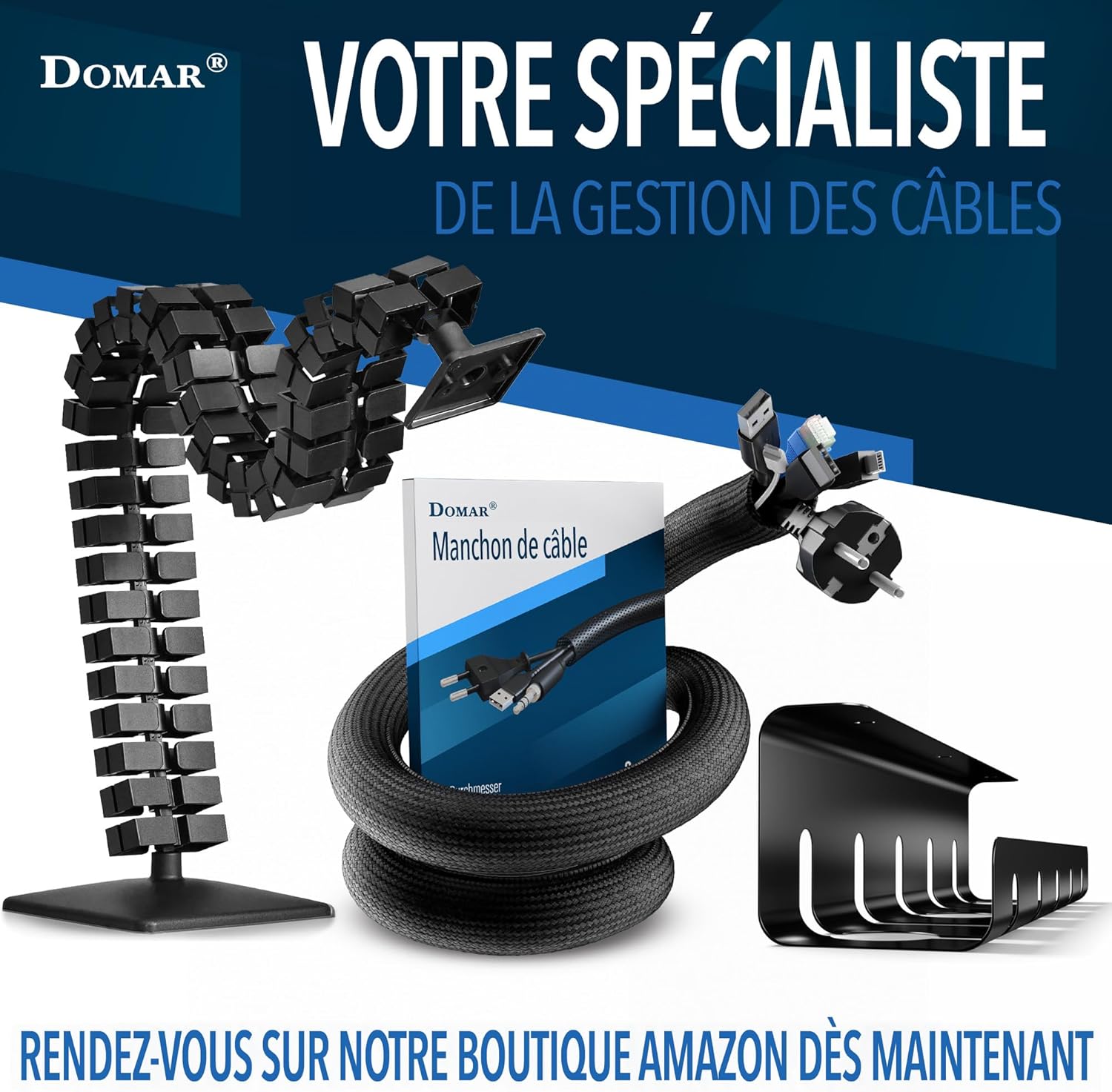 Thumbnail 5 de DOMAR® Gaine Cable Auto-fermante & Flexible 3m – Manchon noir pour une gestion optimale des câbles