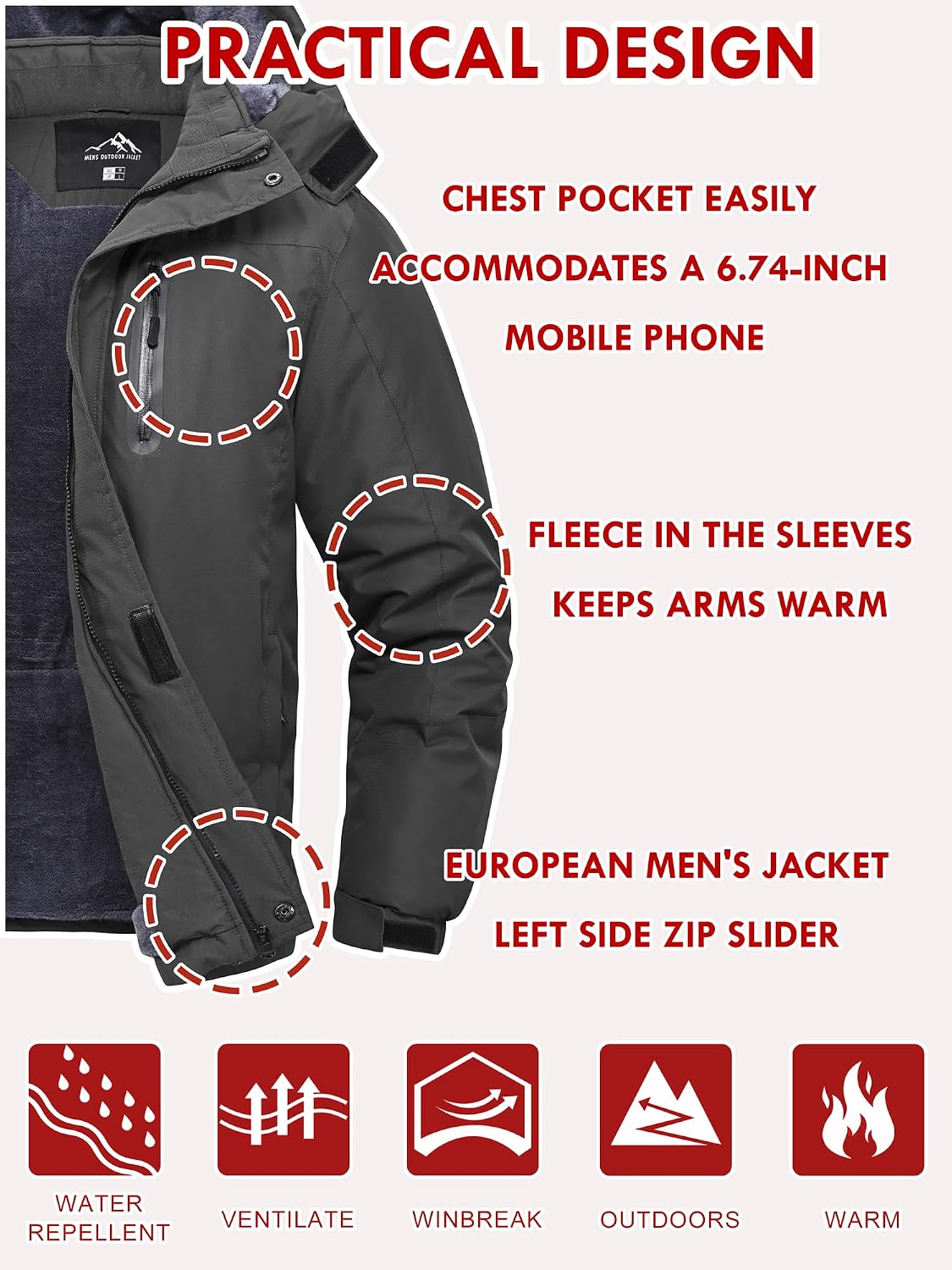 Thumbnail 1 de Peakwell Men's Waterproof Mountain Hiking Jacket