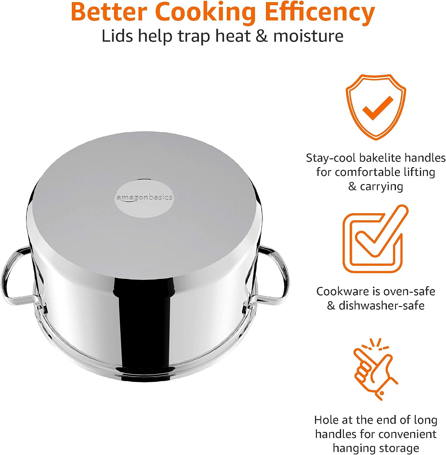 Detalle 2 de Amazon Basics 9-Piece Stainless Steel Induction Cookware Set