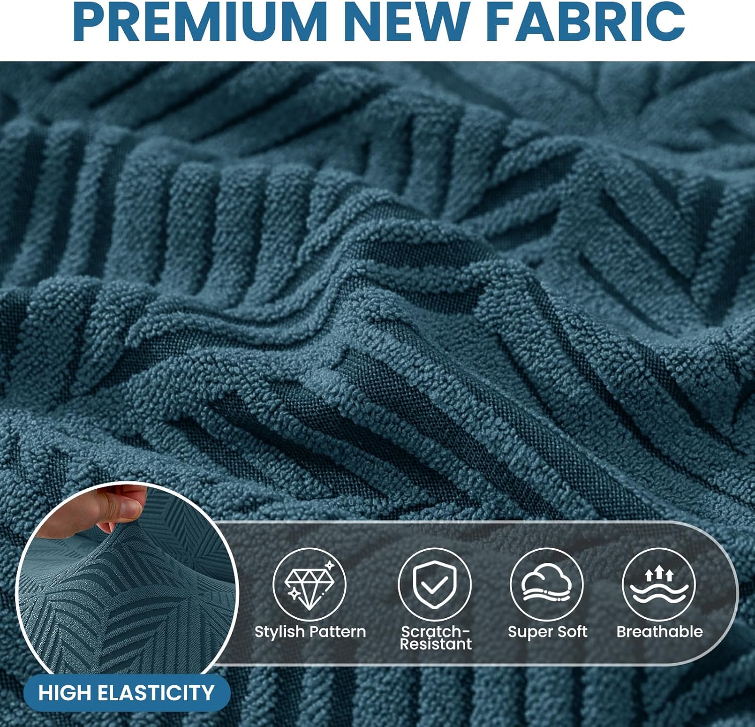 Thumbnail 3 de Ystyle Housse de canapé 2 places extensible avec accoudoirs – tissu antidérapant lavable bleu paon