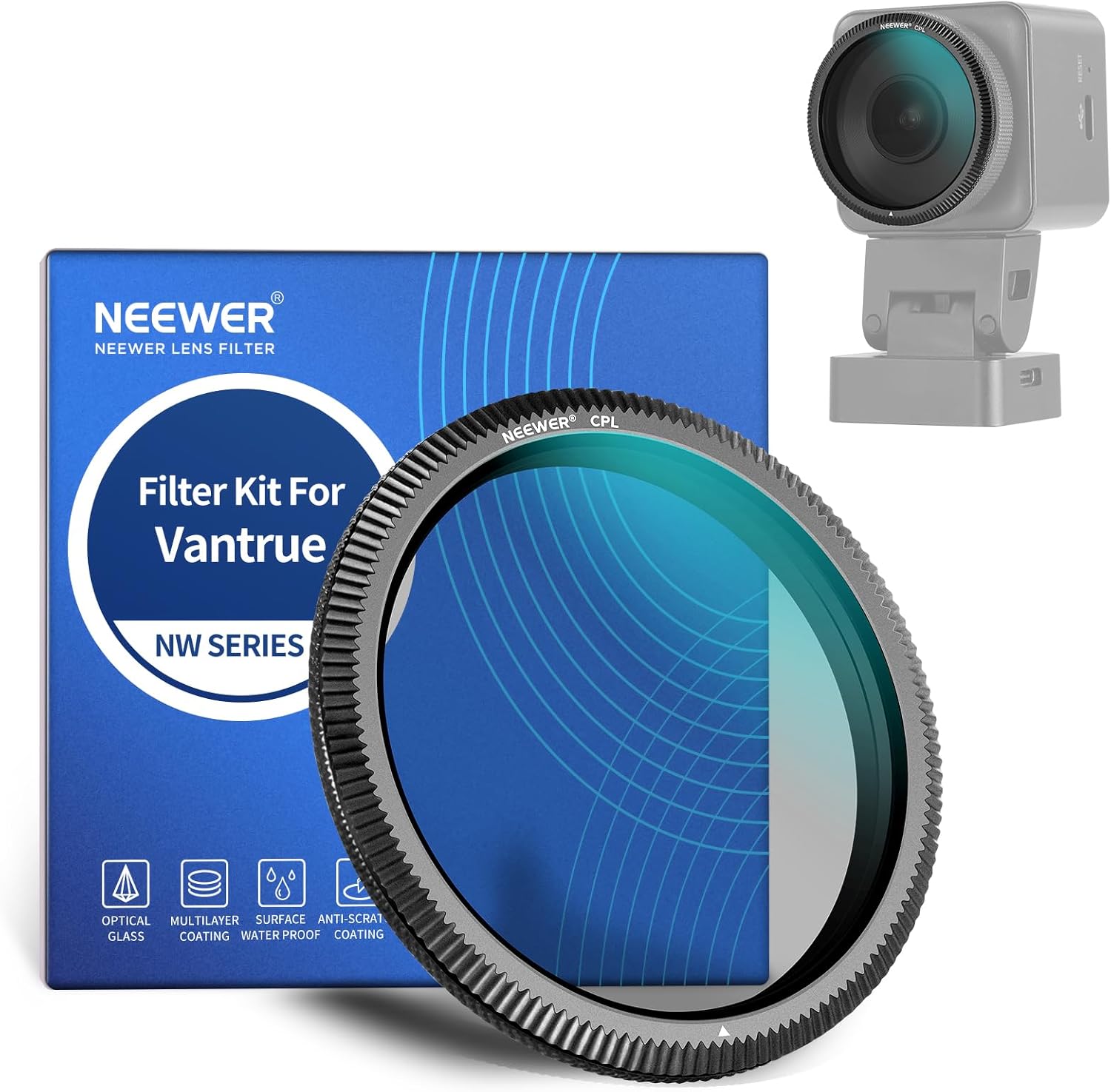 Detalle de NEEWER 40mm CPL Filter for Vantrue dash cams (Ultra Slim Adjustable Polariser)