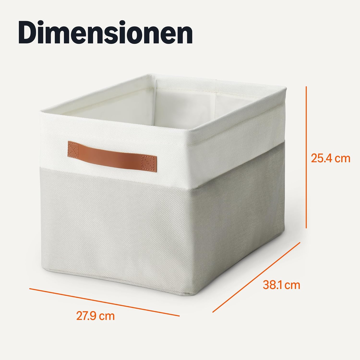 Thumbnail 4 de Amazon Basics Faltbare Aufbewahrungskörbe mit Ledergriffen, Leinen, groß, 3 Stück