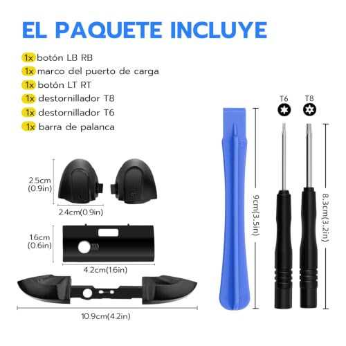 Thumbnail 6 de Mcbazel Botones de Repuesto LB/RB/LT/RT para Xbox Series X/S – Kit completo con destornilladores T6/T8
