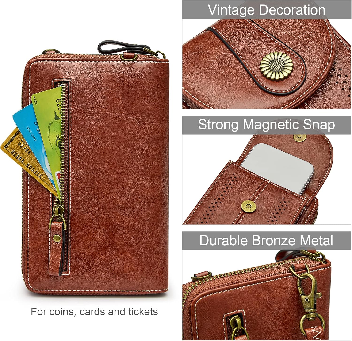 Thumbnail 5 de S-ZONE RFID Blocking 6.7 Inch Phone Purse: Small Crossbody Bag and Wallet in One
