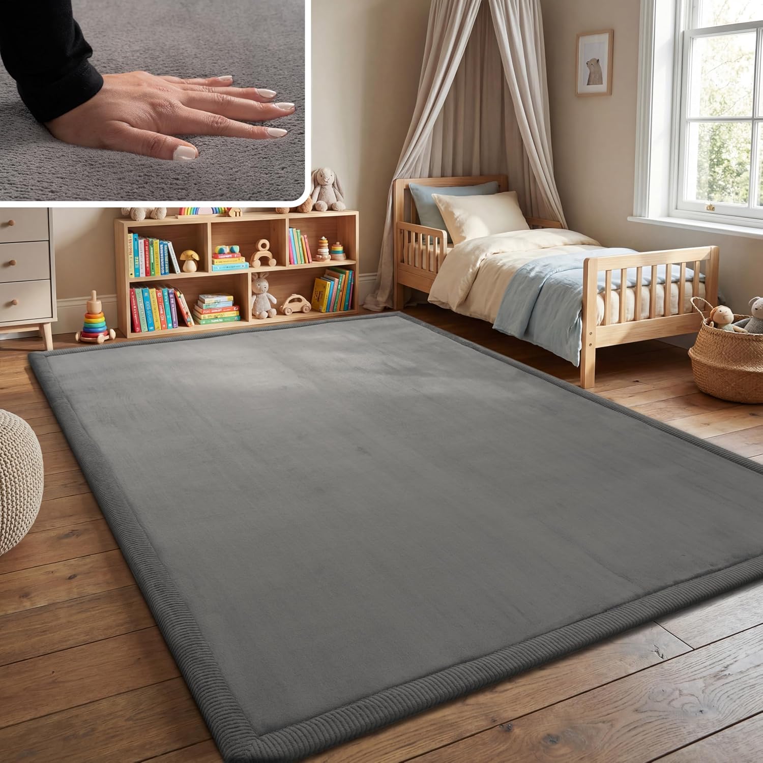 Detalle de Paco Home Kinderteppich 140x200 cm, Anthrazit