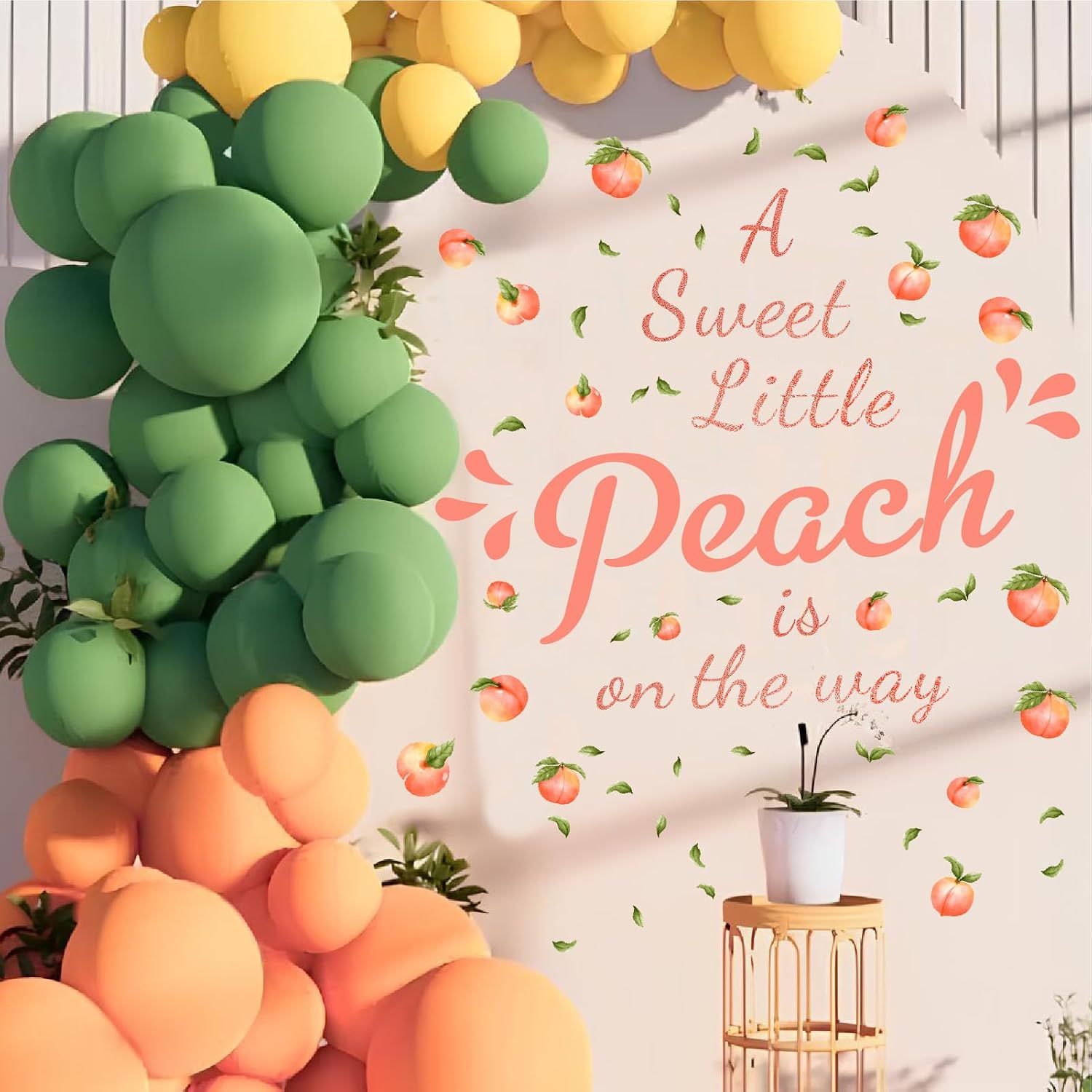 Detalle 2 de THEYGE 158 Baby Shower Peach Decal, Waterproof PVC, 35.4 x 15.7 Inches