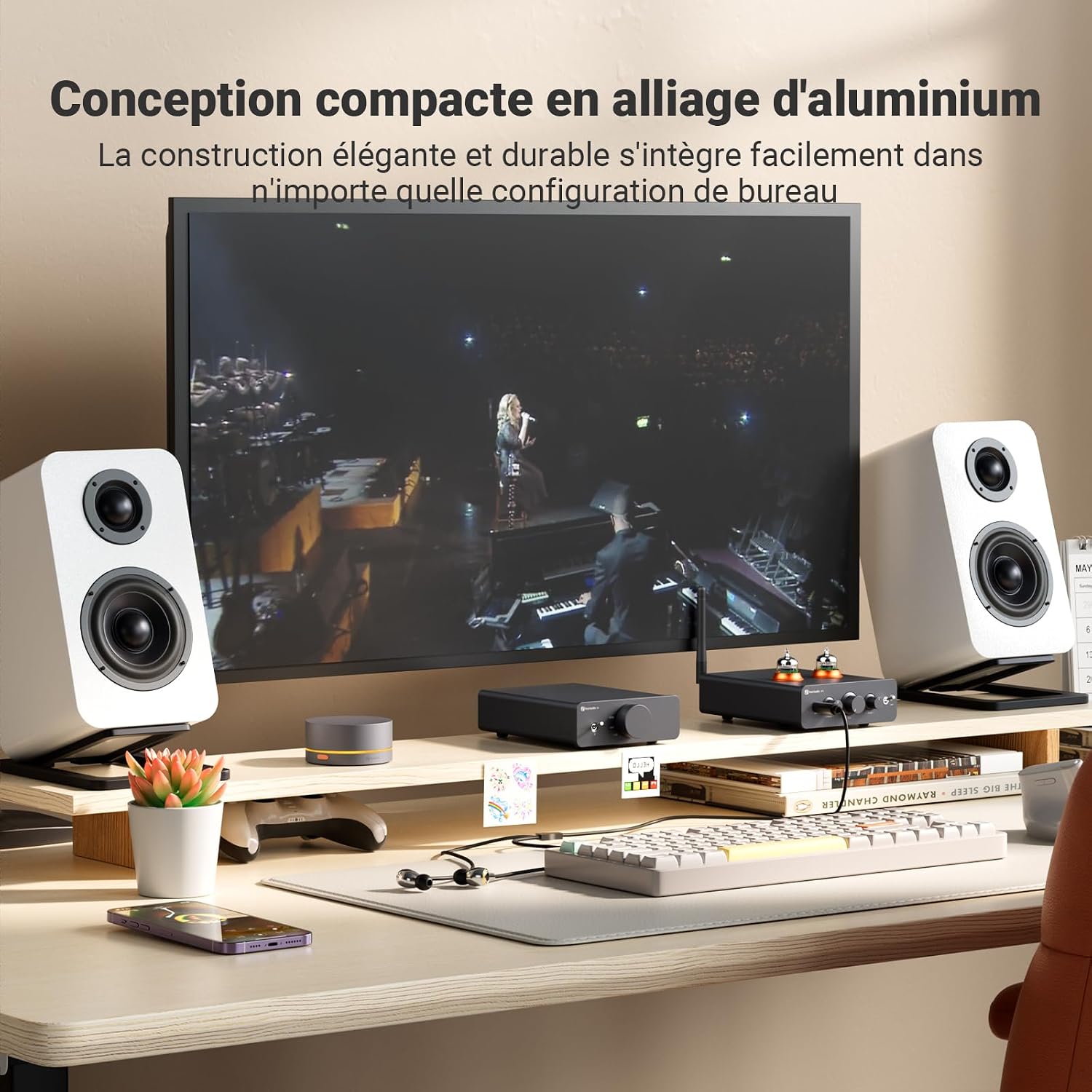Detalle de Fosi Audio Q6 Mini DAC de bureau : convertisseur USB-C/optique vers RCA et Sub-Out