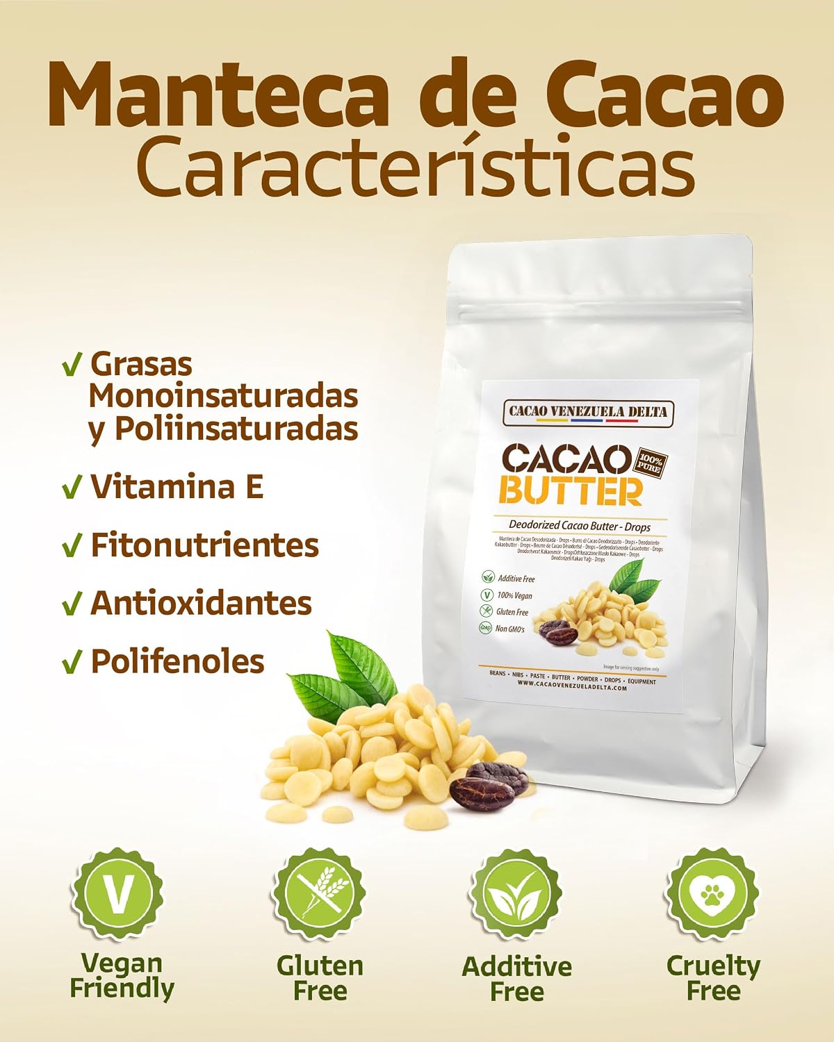 Detalle de Cacao V Delta Manteca de Cacao pura 250g