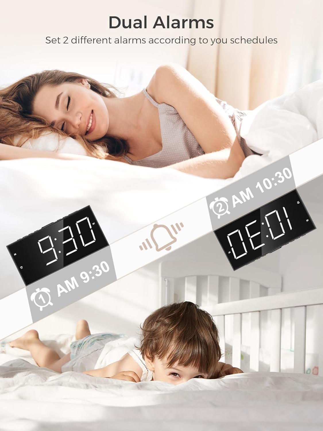 Detalle de PPLEE Alarm Clock 2-Alarms LED Display ⏰