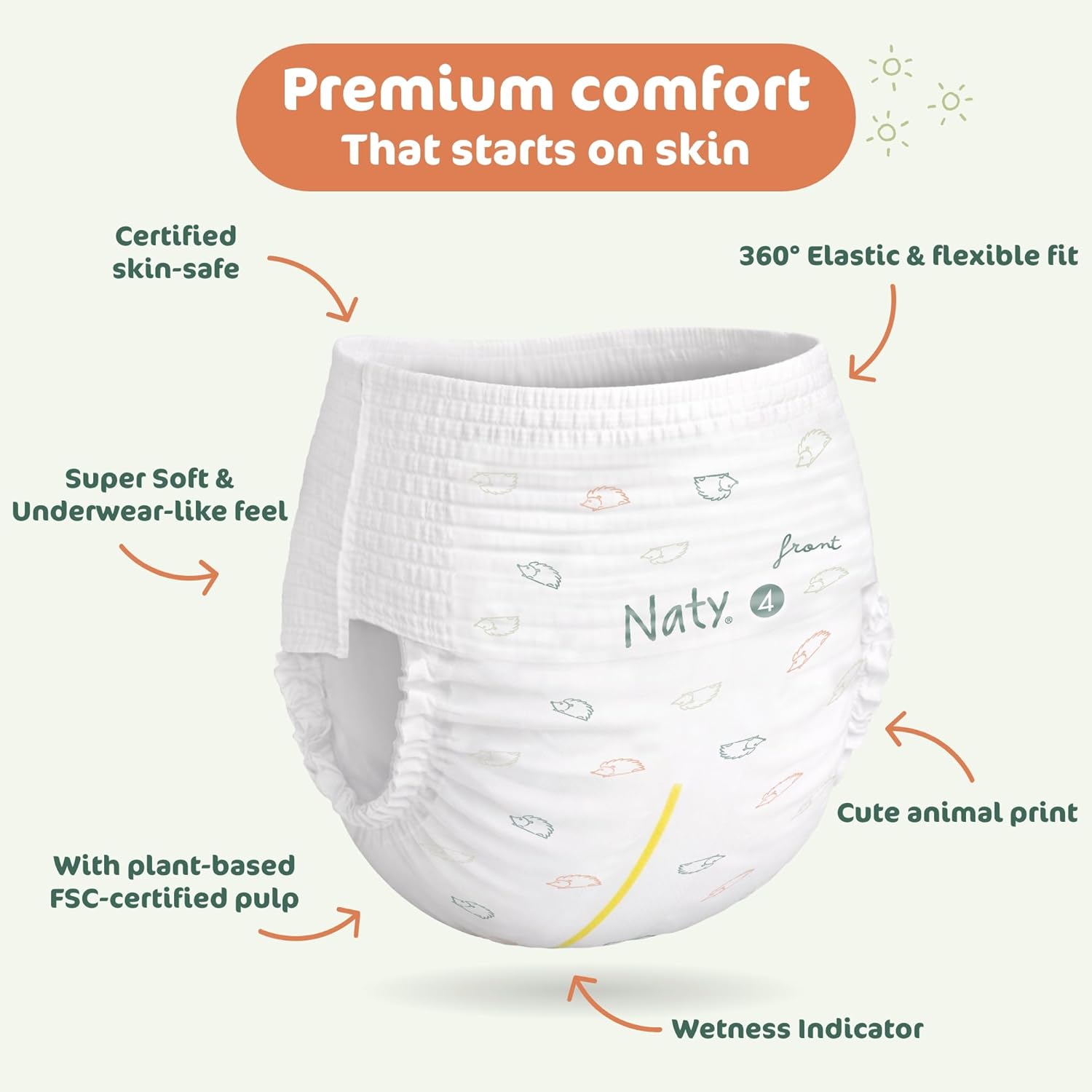 Thumbnail 6 de Naty FreeMovers Nappy Pants — Size 4 (8–15 kg), 108 Count: Sensitive-Skin Potty Training Pants