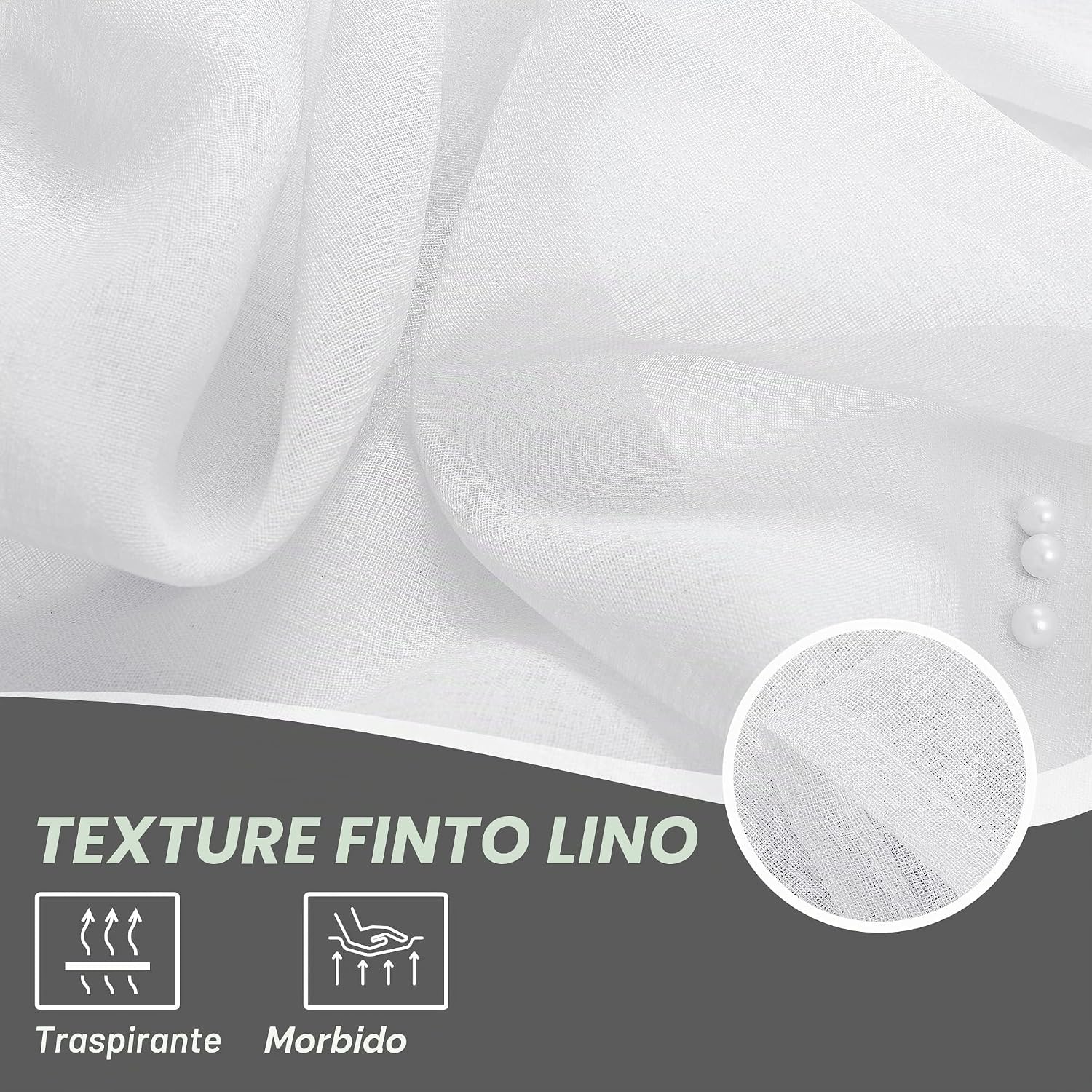 Detalle de Deconovo tende in voile trasparente moderne 2 pezzi 140x245 cm bianche per camera e soggiorno