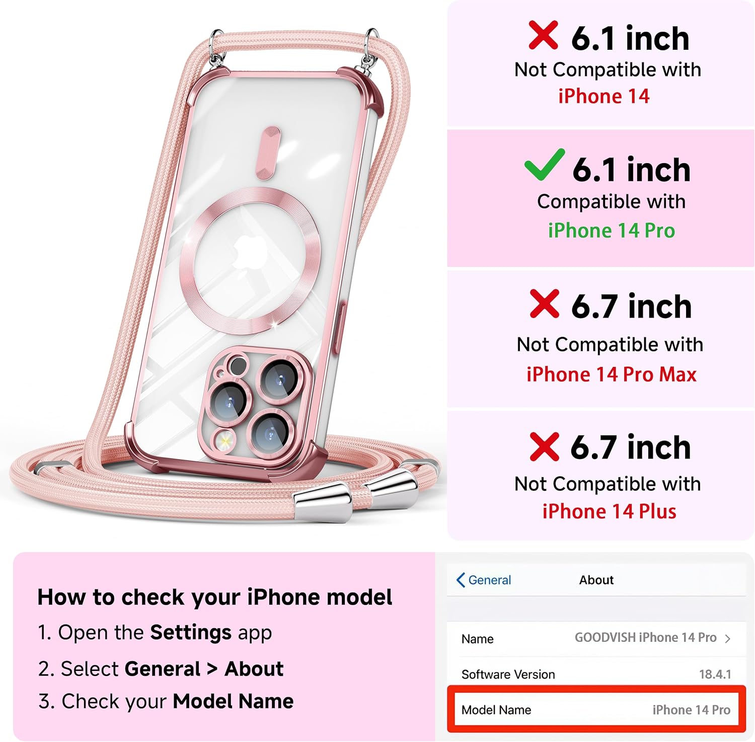 Detalle de GOODVISH Handykette iPhone 14 Pro 6,1"