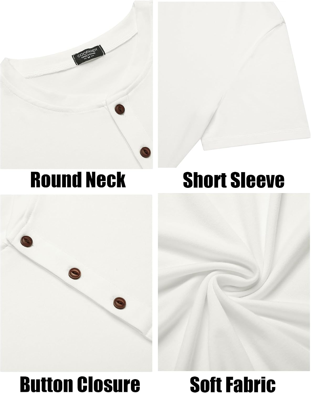 Thumbnail 6 de COOFANDY Men's Henley Short Sleeve Shirt — Lightweight, Casual Everyday Tee