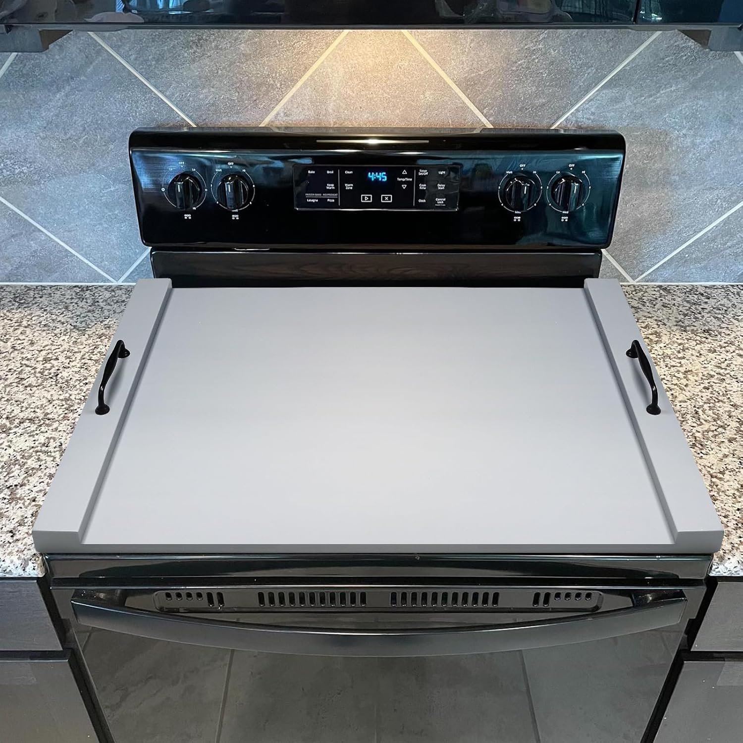 Detalle de Gashell Noodle Board Stove Cover with Handles (Grey) for Electric/Gas Stoves