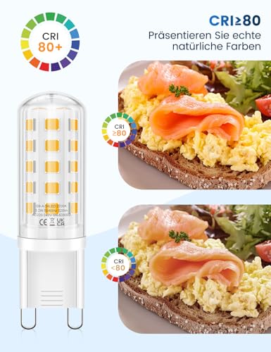 Detalle de QOJUX G9 LED Warmweiß 3.2W, 520 lm – 2700K, 34 LEDs, G9 Sockel, 5er Pack