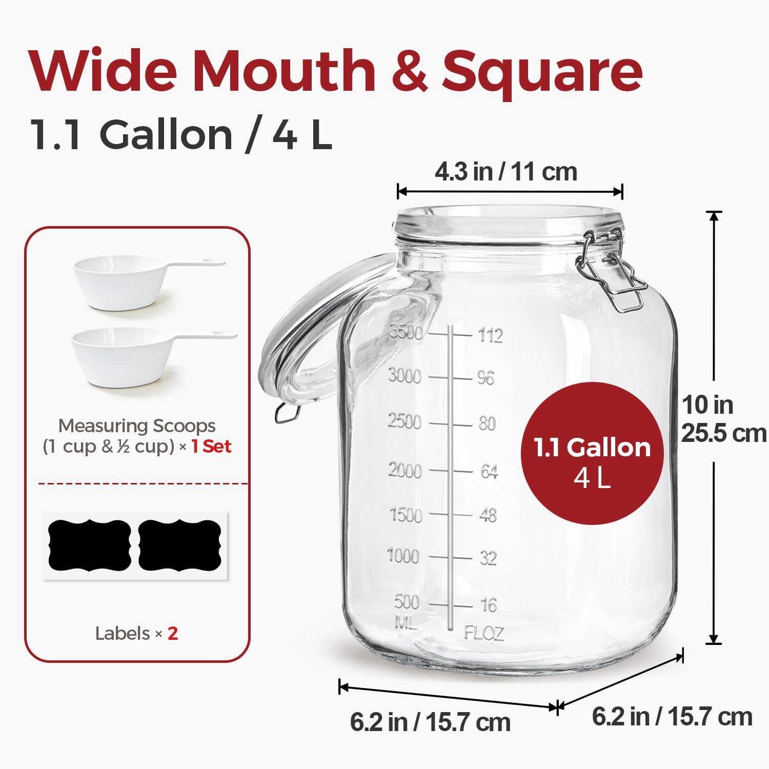 Detalle 2 de KTMAMA Glass Storage Jars 1.1 Gallon