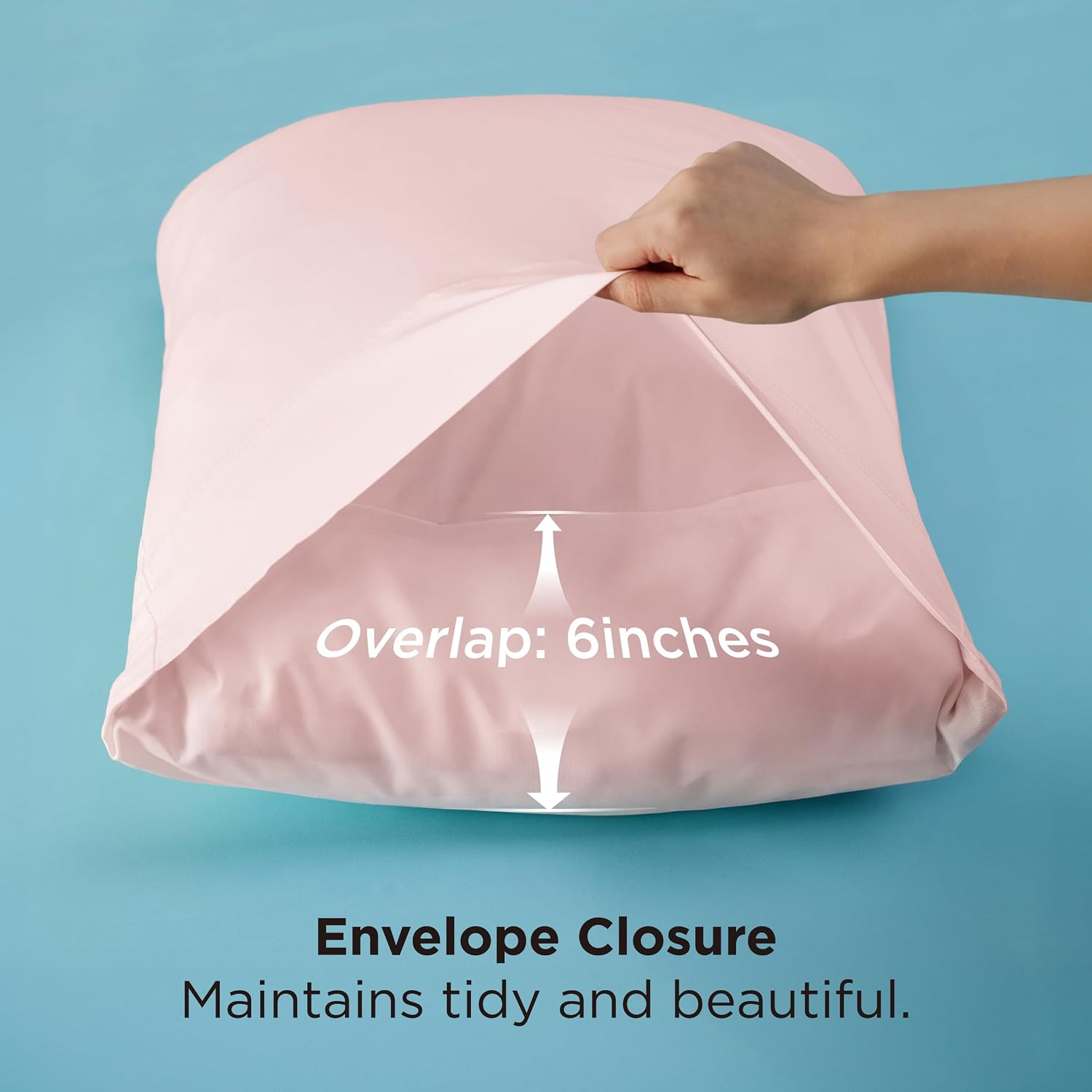 Detalle de Bedsure King Pillowcases, Bamboo-Derived Rayon, Cooling Feel, Pink, Set of 2