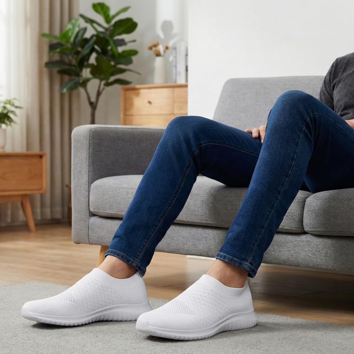 Detalle de TIOSEBON Men's Slip-On Trainers: Lightweight, Breathable Road Running Shoes