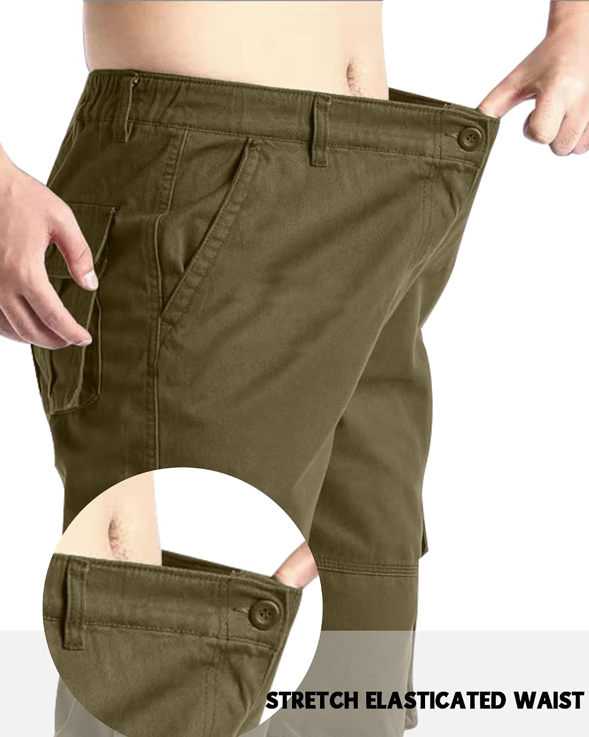 Detalle 2 de YAOHUOLE men’s cargo trousers: military combat work pants with 6 pockets