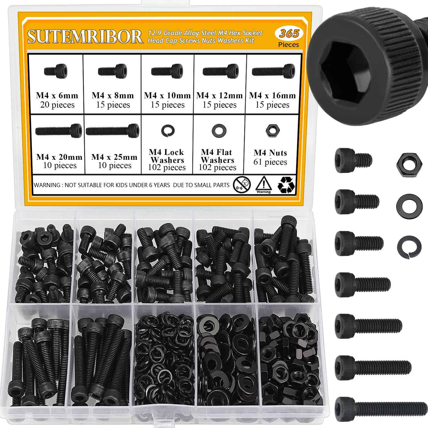 Detalle de Sutemribor M4 Screw, Nut, and Washer Set