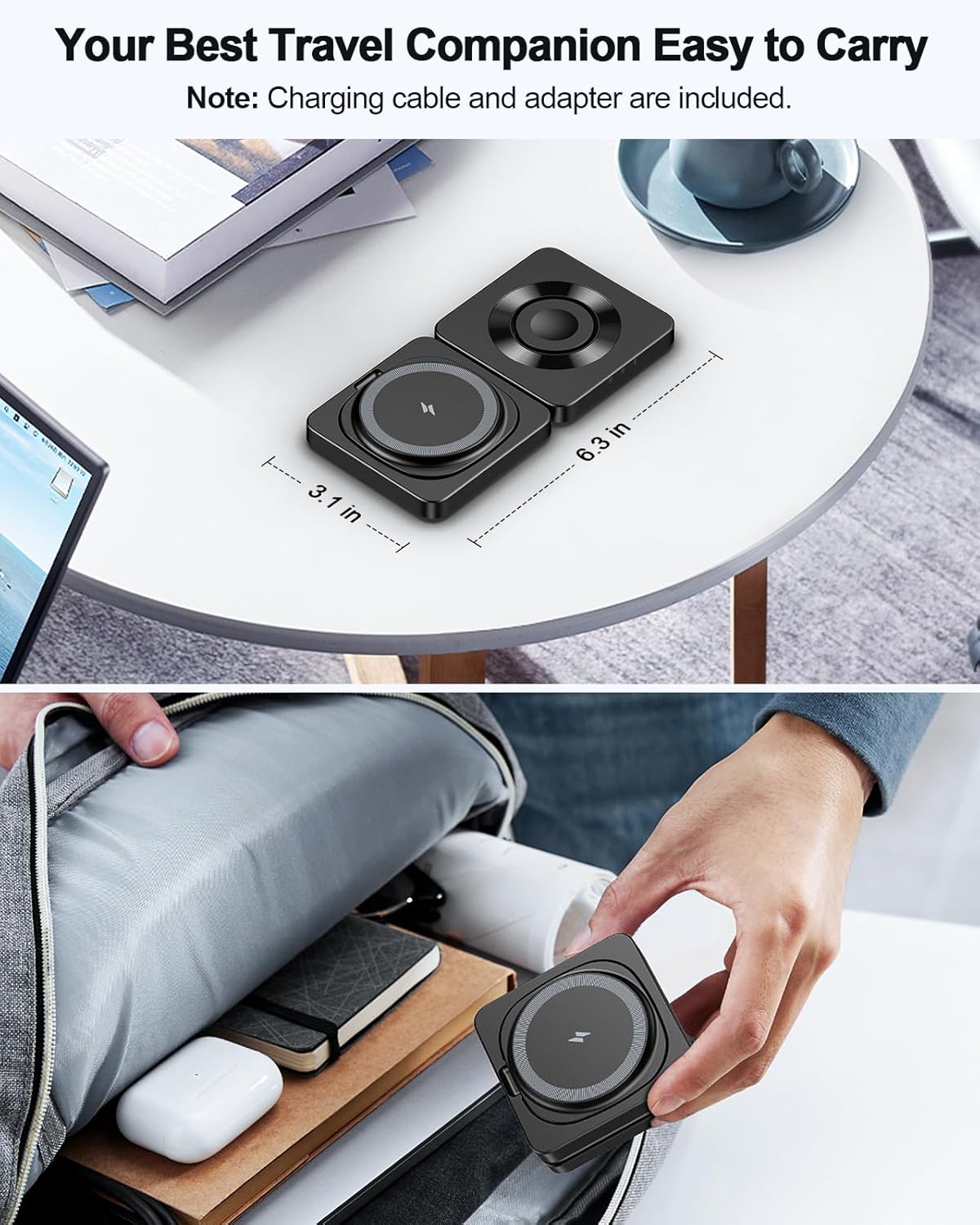 Thumbnail 2 de ADADPU 3 in 1 Magnetic Wireless Charging Stand (20W Included) – Foldable Travel Dock for iPhone, Apple Watch and AirPods