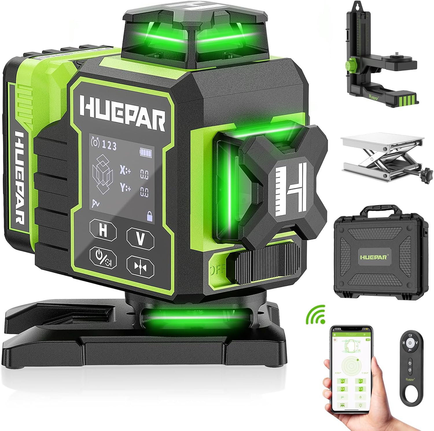 Detalle de Huepar W04CG 4D laser level 360° self-leveling 📐