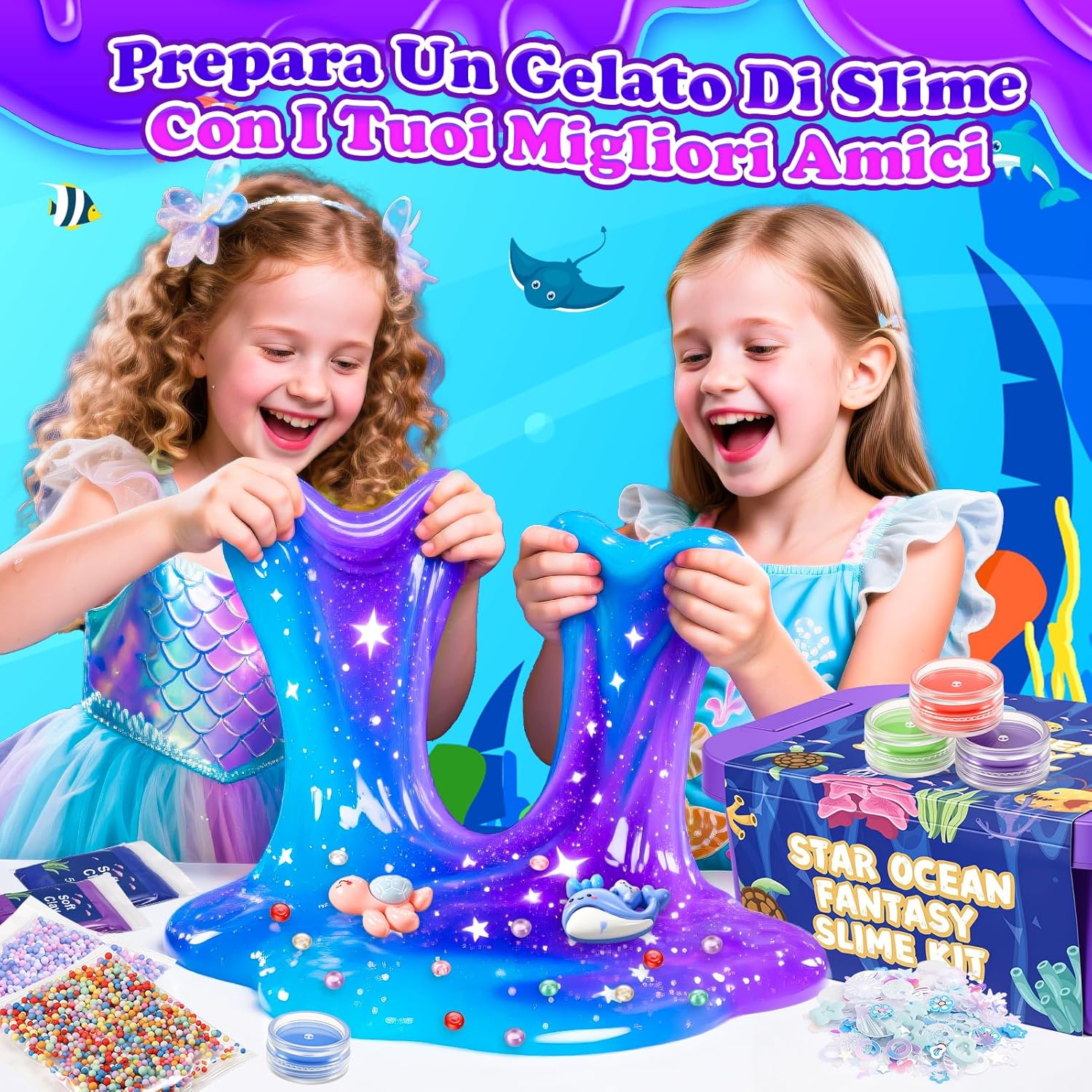Detalle de iKidiki Slime Kit Oceano Galaxy 11 pezzi