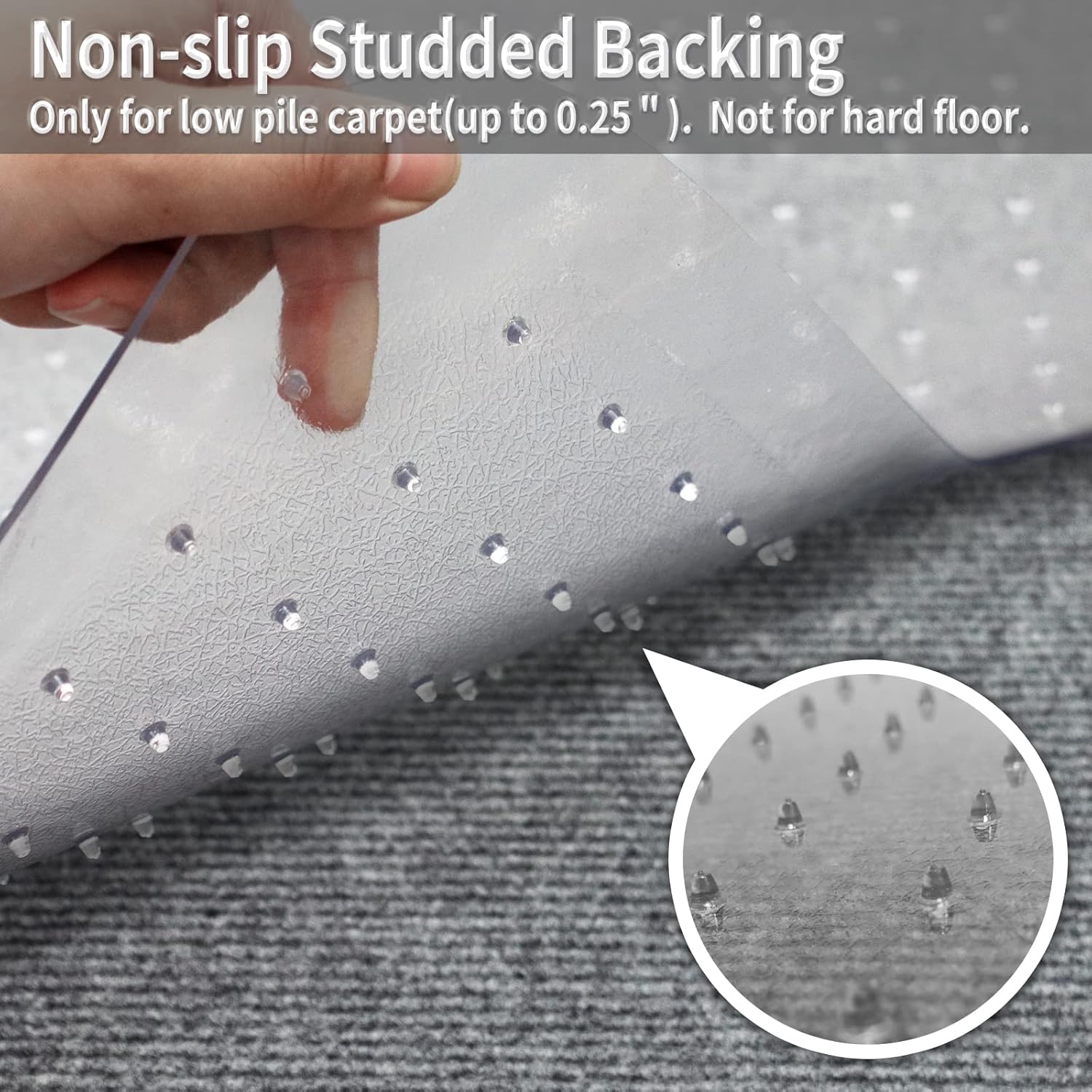 Thumbnail 3 de SHAREWIN Office Chair Mat for Carpeted Floors 120x90 cm with Lip — Heavy Duty, Anti-Slip, Transparent PVC